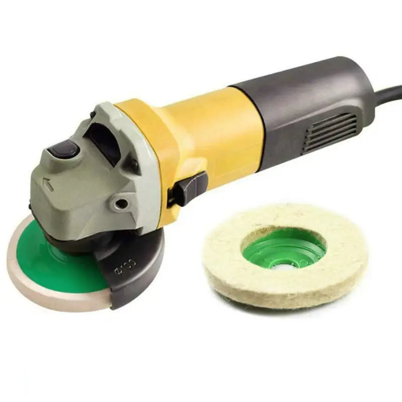 a sander with a green polisher