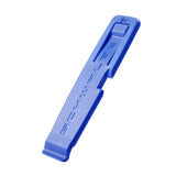 a blue plastic clip with a white background