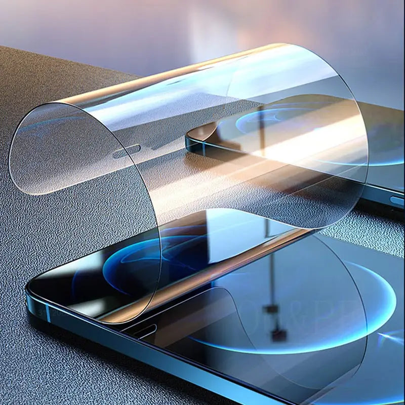 a glass phone case with a curved design