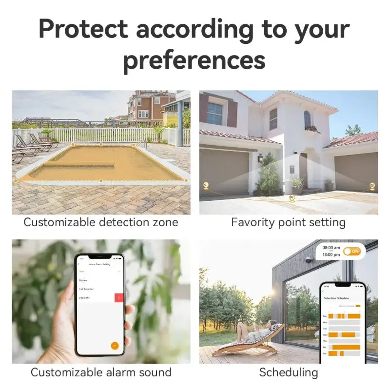 a screenshot of a house with a phone showing the home security app