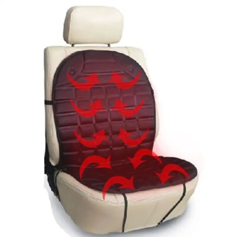 a car seat cover with red arrows on it