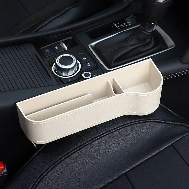 a car seat organizer with a cup holder