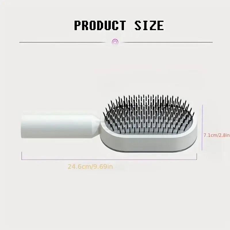 the hair brush is a white plastic brush with black br