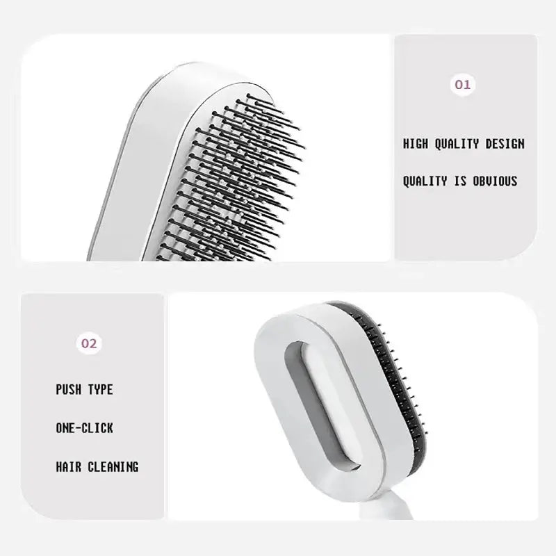 the hair brush is shown in three different positions