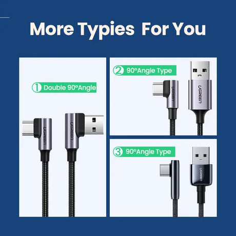 A series of three images showing the different types of charging cables