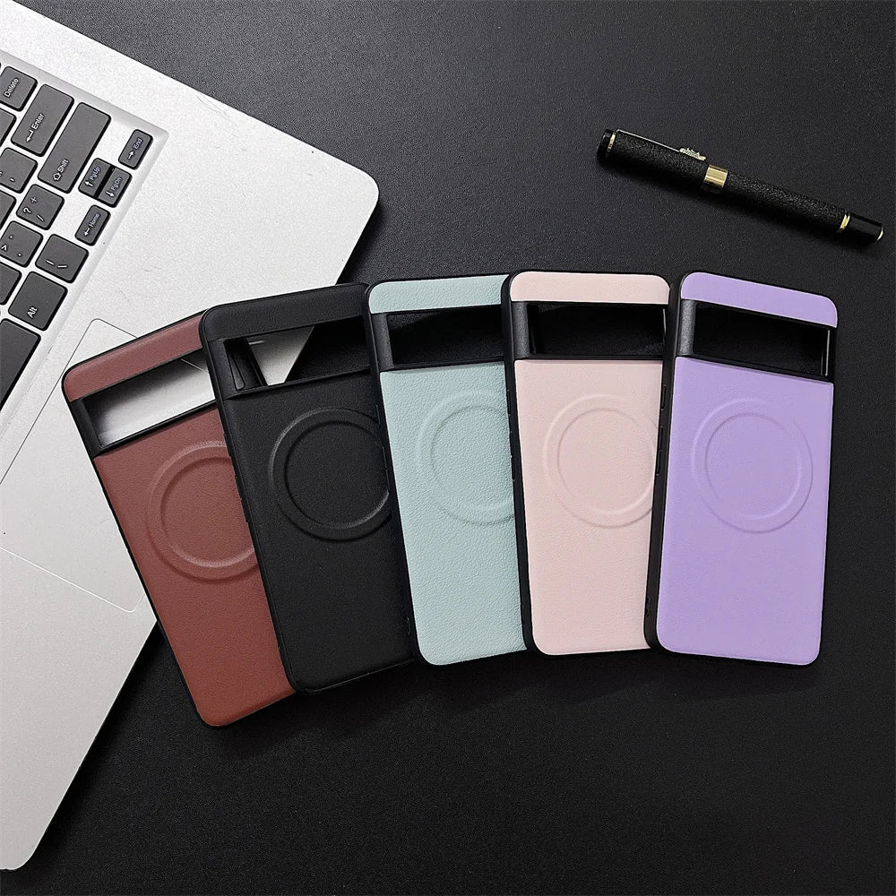 Set of colorful smartphone cases with circular indentations on the back.