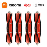 A set of four red and black blades