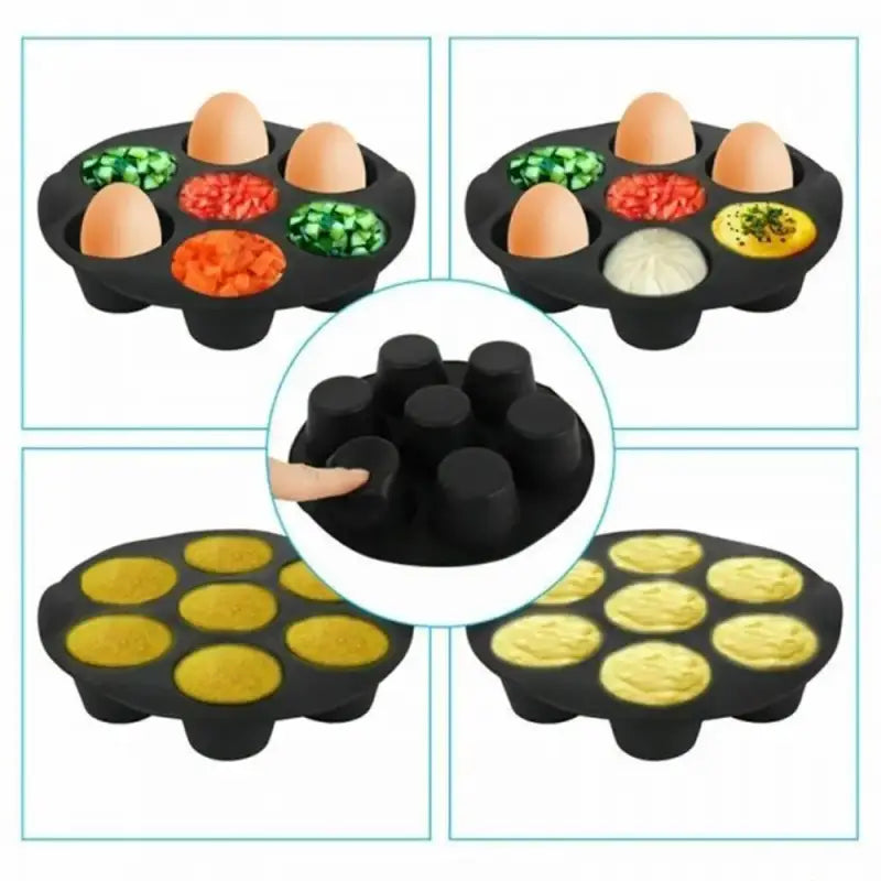 a set of four different types of egg trays