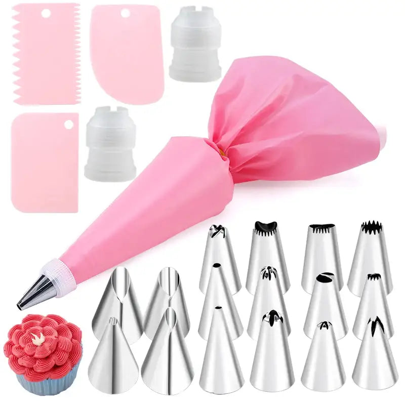 a set of pink fonding tools with a pink bow