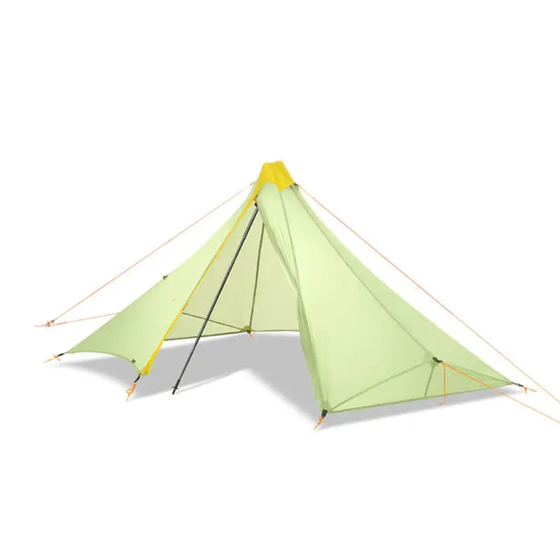 the north face tent is shown in green and yellow