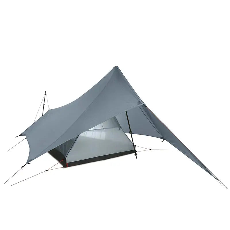 the north face tent is shown in grey