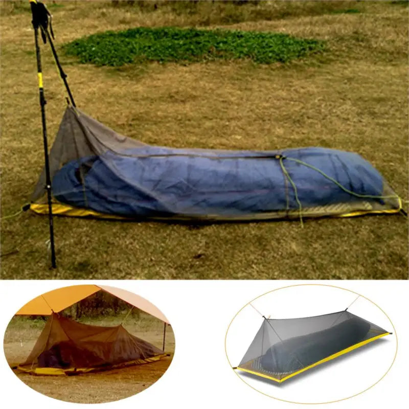 a tent with a tent attached to it