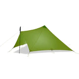 the tent is green and has a black pole