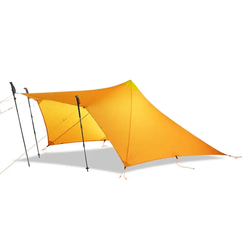 the orange tent is set up on a white background