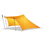 the orange tent is set up on a white background