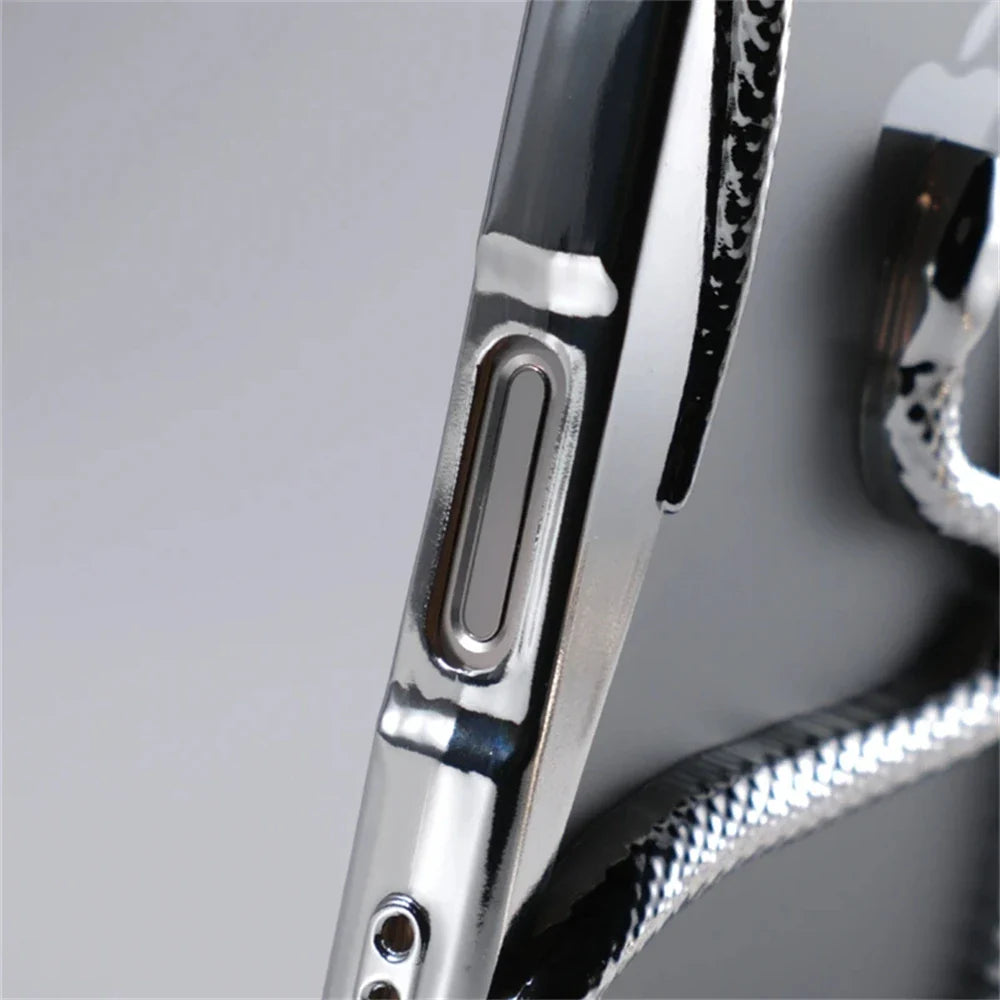Shiny chrome phone case.