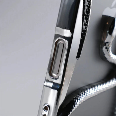 Shiny chrome phone case.