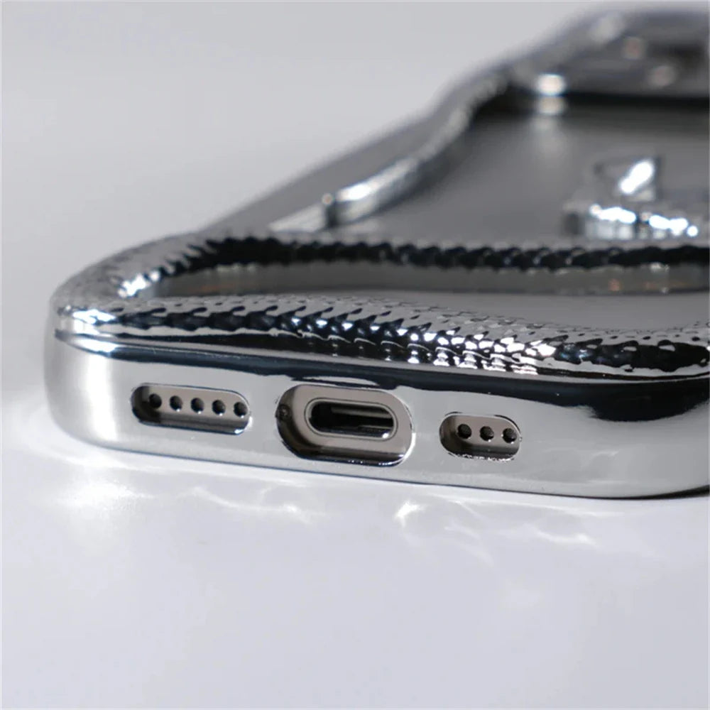 Shiny chrome phone case.