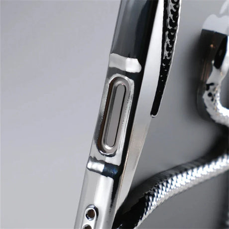 Shiny chrome phone case.