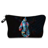 a black pencil case with a colorful violin on it