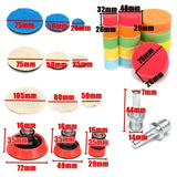 a picture showing the size of different polishing pads and tools