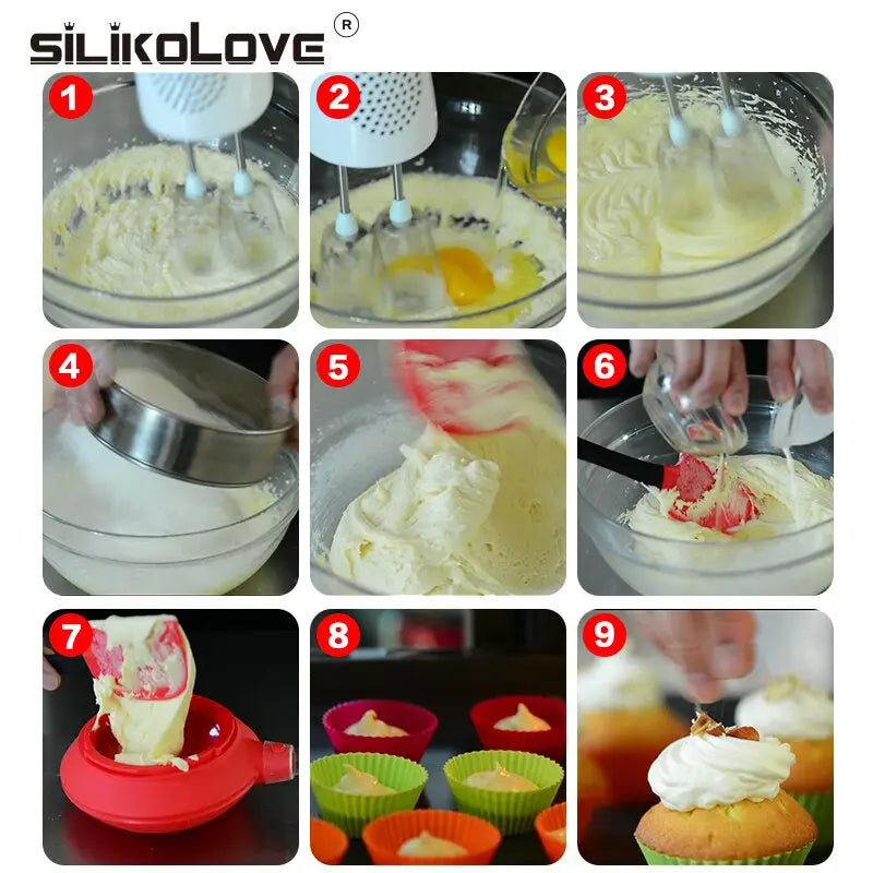 a col of steps to make a cupcake