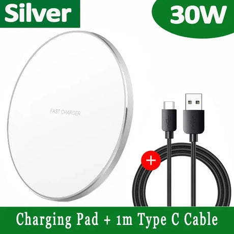 Silver 3v charger for apple iphone, ipad, ipad, and other devices