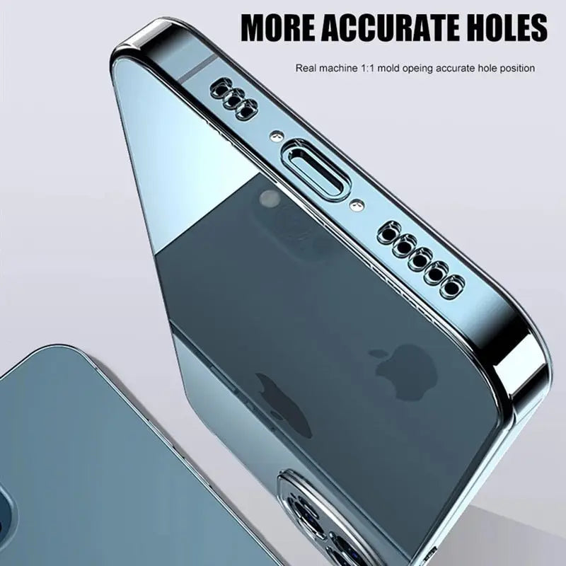 the back of a silver iphone case with a metal frame