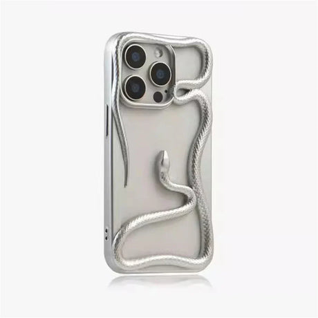 Silver snake-themed phone case.