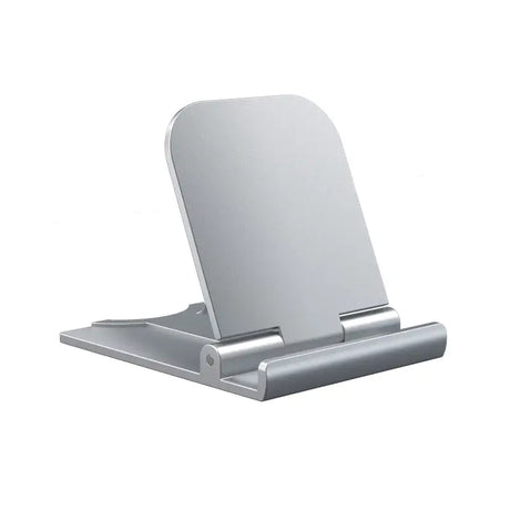 a silver metal stand with a white background