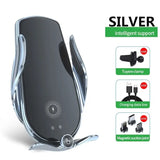 the silver wireless car charger