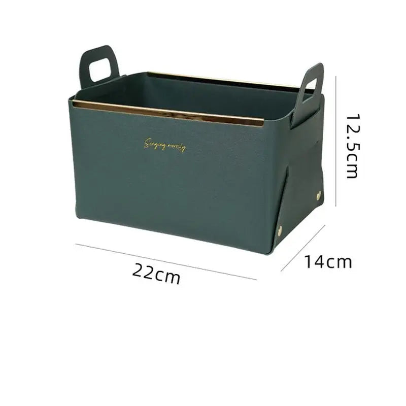 the curated storage box in dark green