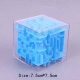 there is a blue cube with a maze inside of it