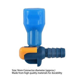 a blue and yellow water valve with the words size 9mm connector