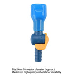 a blue and yellow plastic water meter
