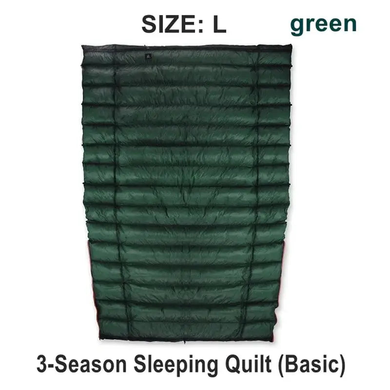 the sleeping bag is shown with the text