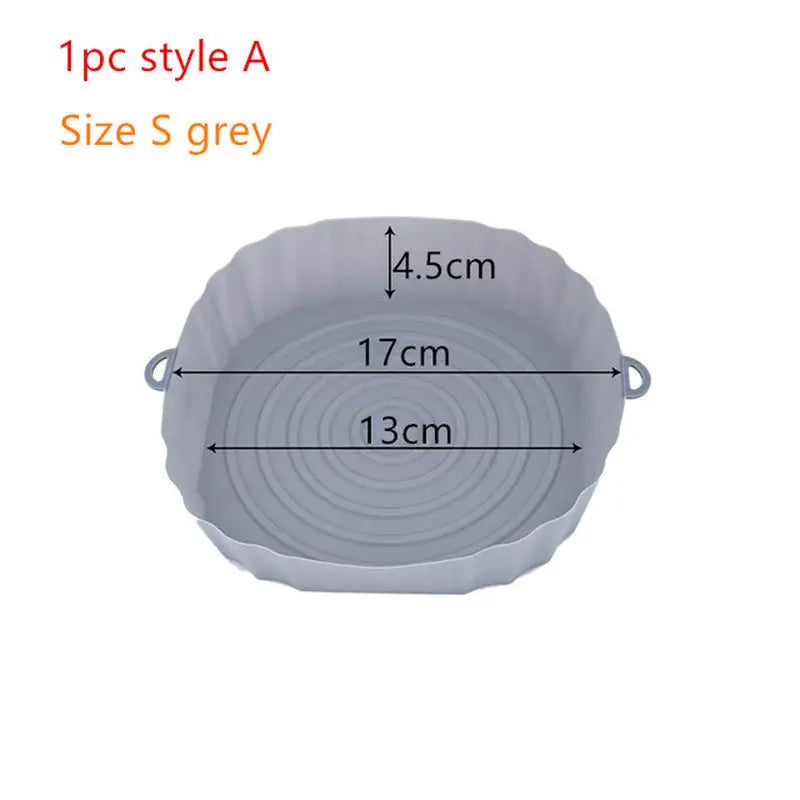 a grey plastic bowl with measurements