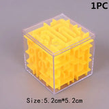 a plastic cube with a yellow cube inside