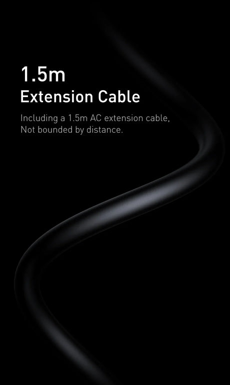 Sleek black extension cable curving gracefully against a dark background.