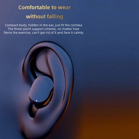 Sleek, curved wireless earbud designed to fit comfortably in the ear.