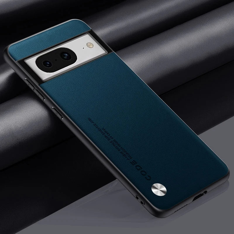 Sleek smartphone with a dark teal back panel and prominent camera module.