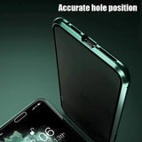 Sleek smartphone with a highlighted camera hole in its upper edge.