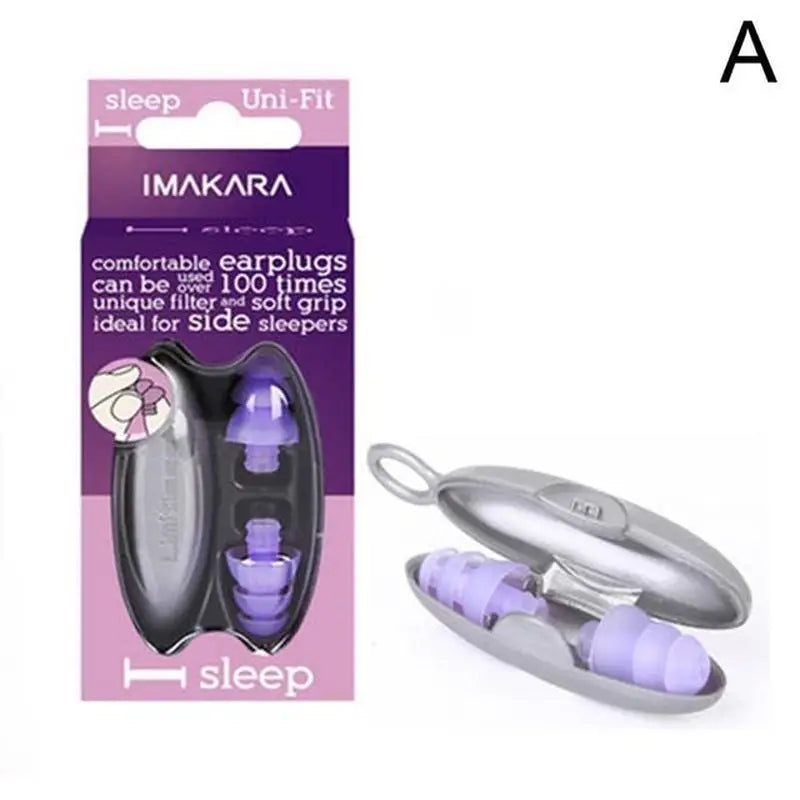 a pair of ear plugs with a purple box