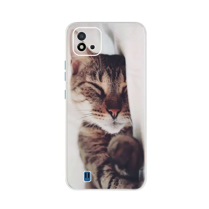 a cat sleeping on a white background phone case
