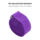 a purple knitted wrist strap with a black buckle