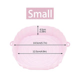 the small pink bowl is shown with measurements