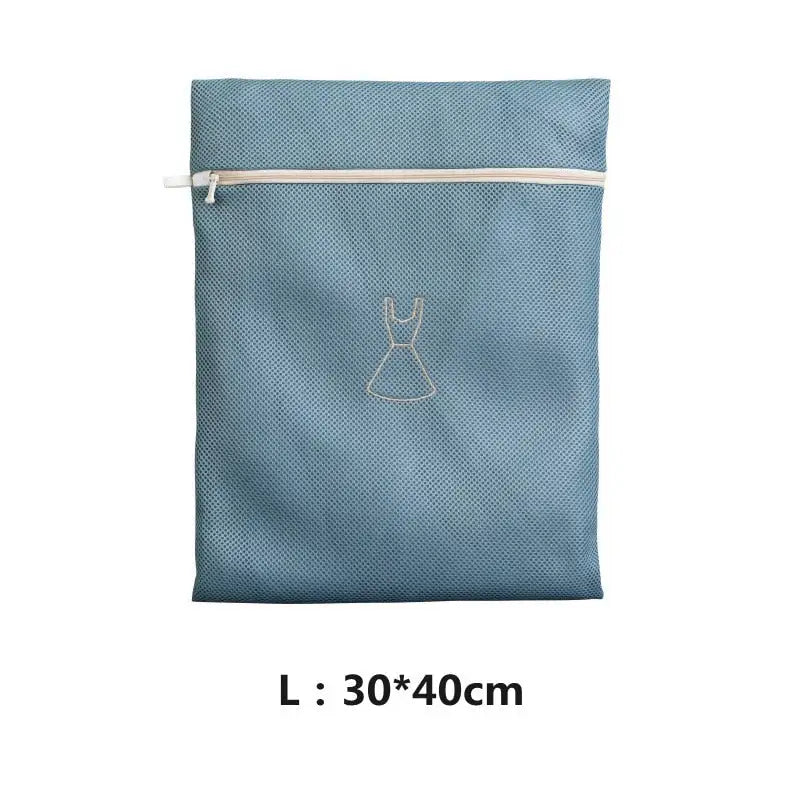 a blue pouch with a small white zipper
