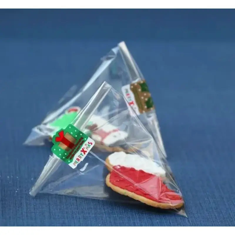 a small christmas cookie in a clear bag