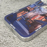 a small metal container with a picture of a city