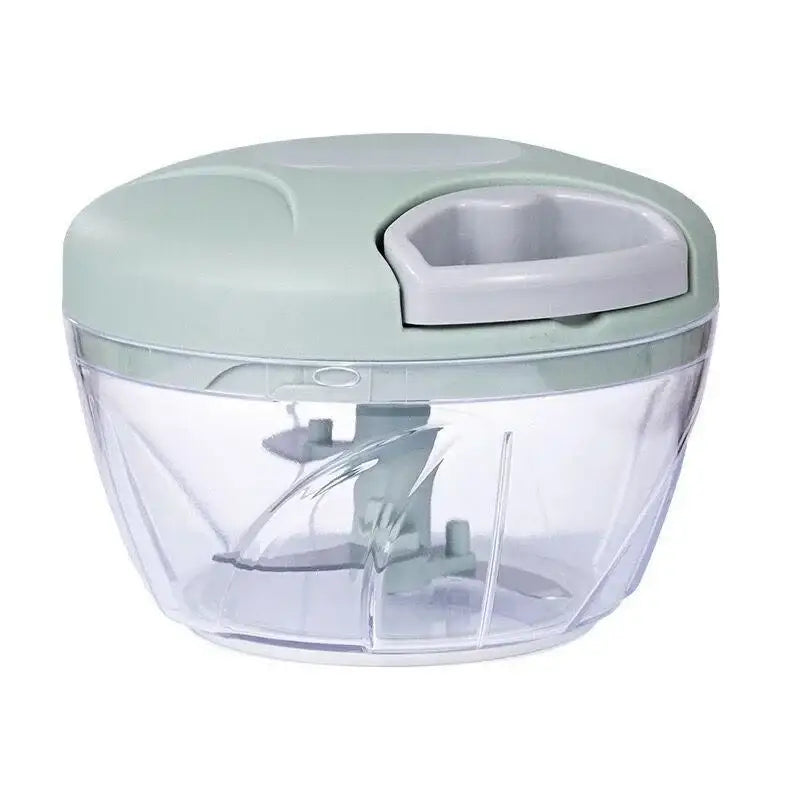 a small food processor with a plastic lid